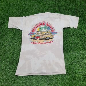 Vintage 1986 Bedrock Beach Surfing Shirt XS/S 18x26 Beige